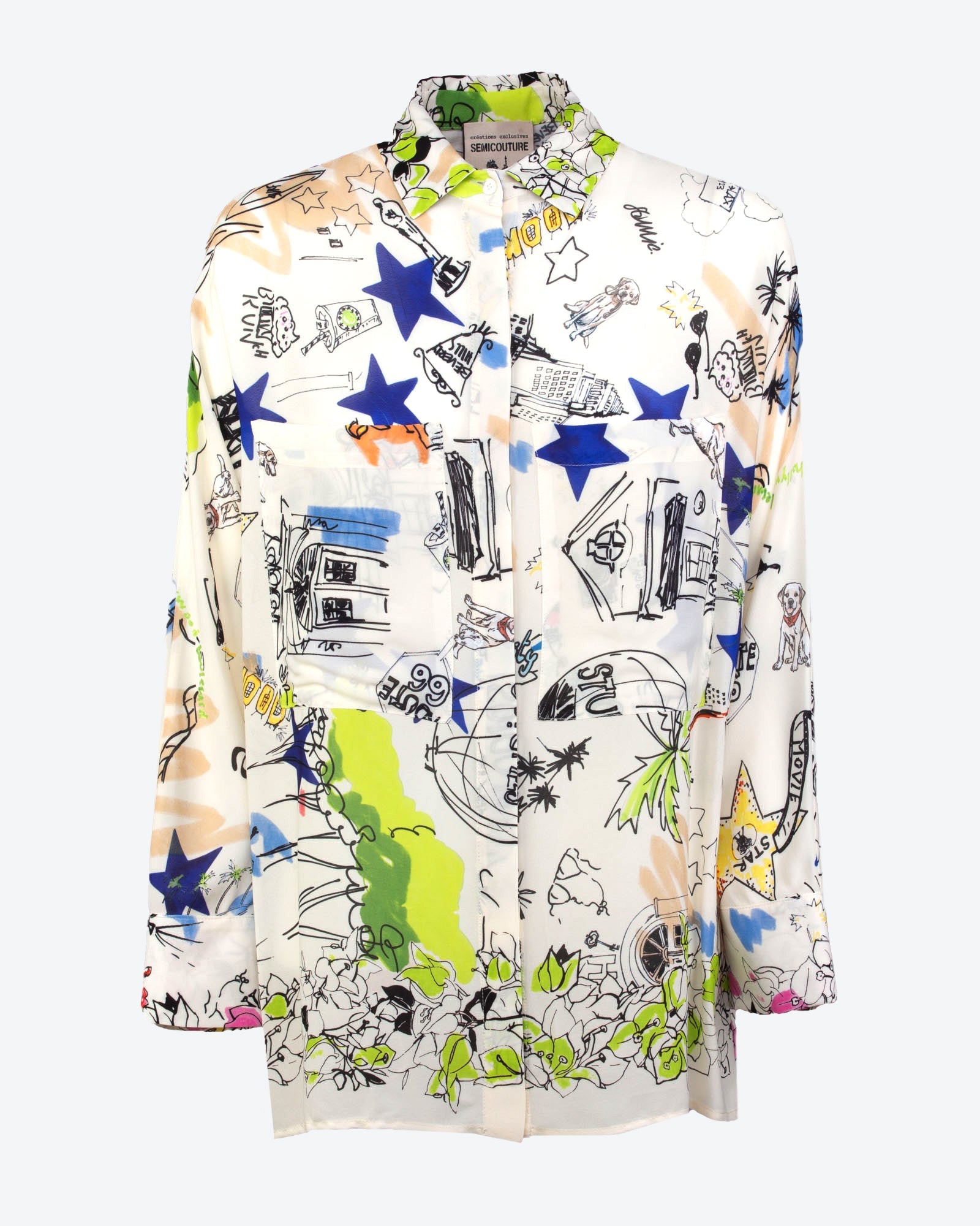 Camicia Tiffany con disegni -  SEMICOUTURE |  Risvolto.com